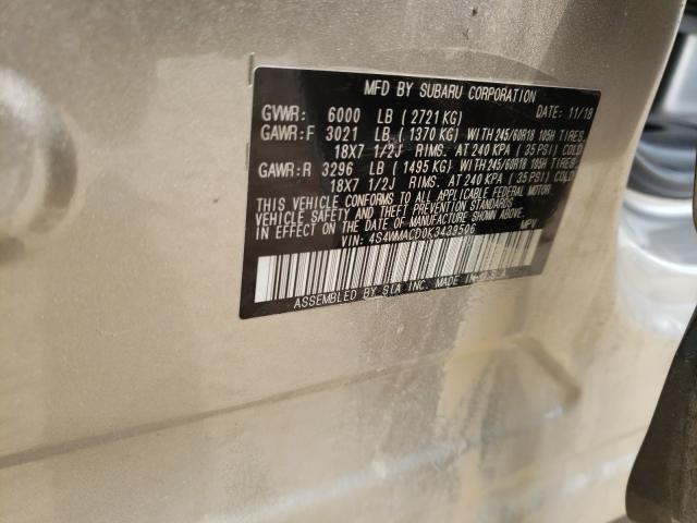 2019 SUBARU ASCENT PRE 4S4WMACD0K3439506