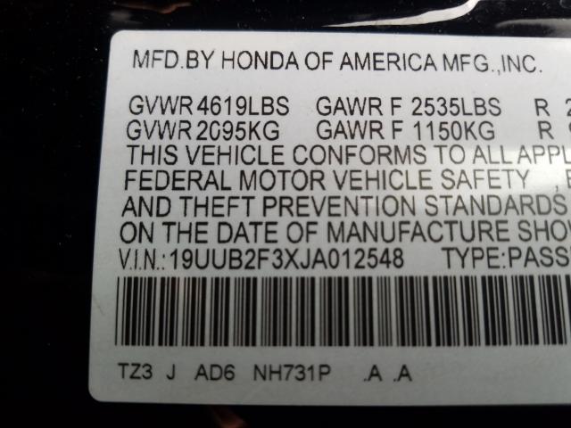 2018 ACURA TLX 19UUB2F3XJA012548