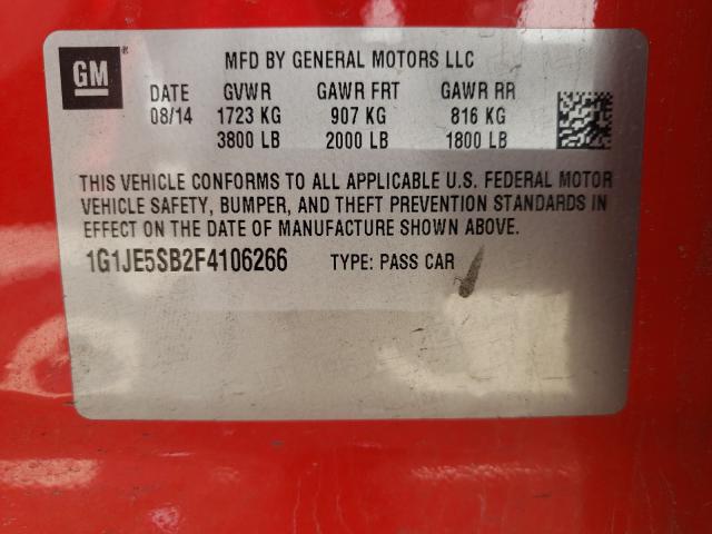 2015 CHEVROLET SONIC LTZ 1G1JE5SB2F4106266