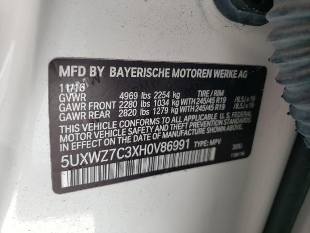 2017 BMW X3 SDRIVE2 5UXWZ7C3XH0V86991