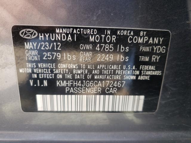 2012 HYUNDAI AZERA GLS KMHFH4JG6CA172467