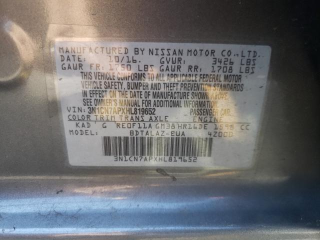 2017 NISSAN VERSA S 3N1CN7APXHL819652