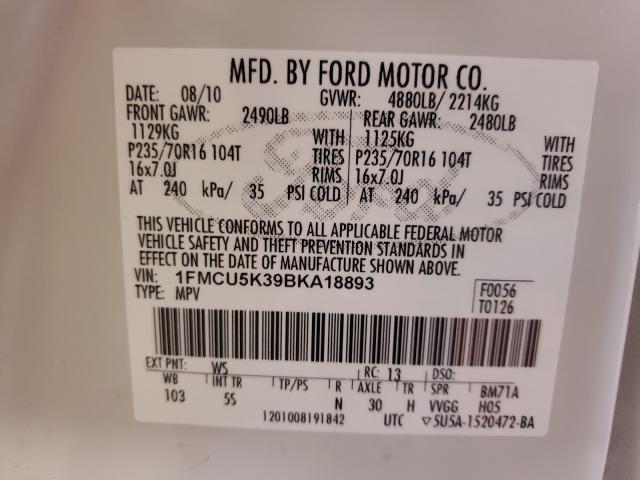 2011 FORD ESCAPE HYB 1FMCU5K39BKA18893