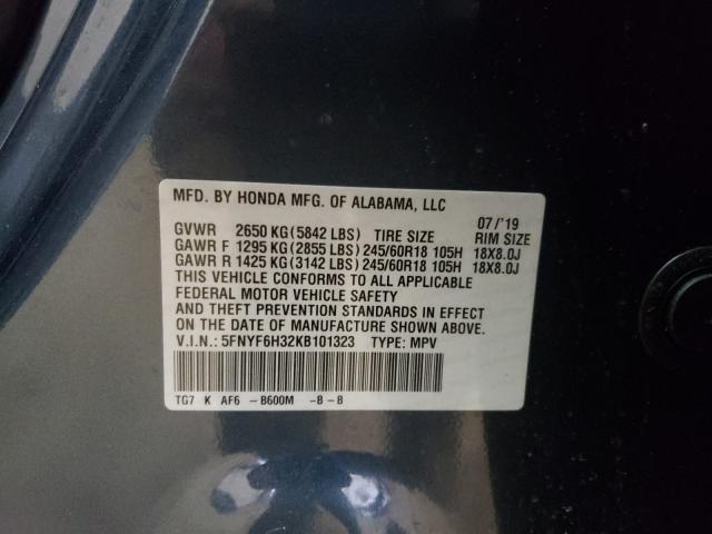 2019 HONDA PILOT EX 5FNYF6H32KB101323