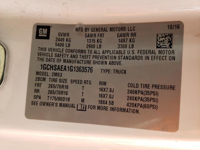 2016 CHEVROLET COLORADO 1GCHSAEA1G1363576