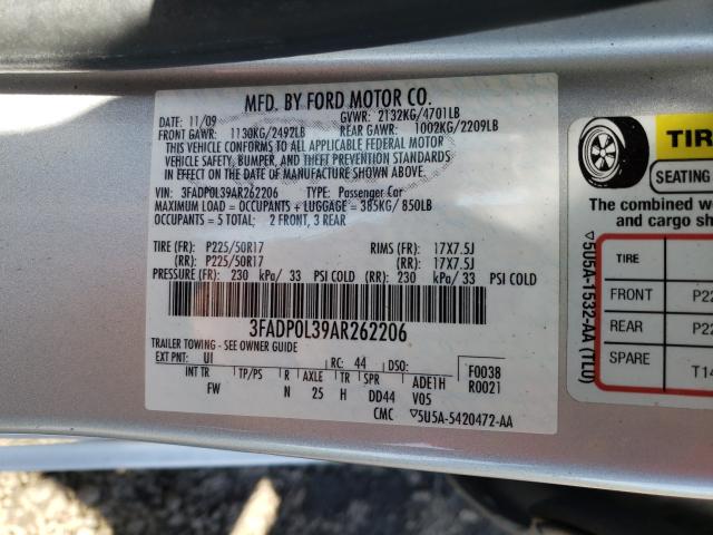2010 FORD FUSION HYB 3FADP0L39AR262206