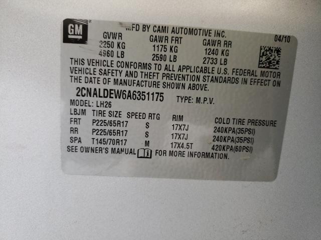 2010 CHEVROLET EQUINOX LT 2CNALDEW6A6351175