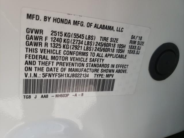 2018 HONDA PILOT LX 5FNYF5H1XJB022134