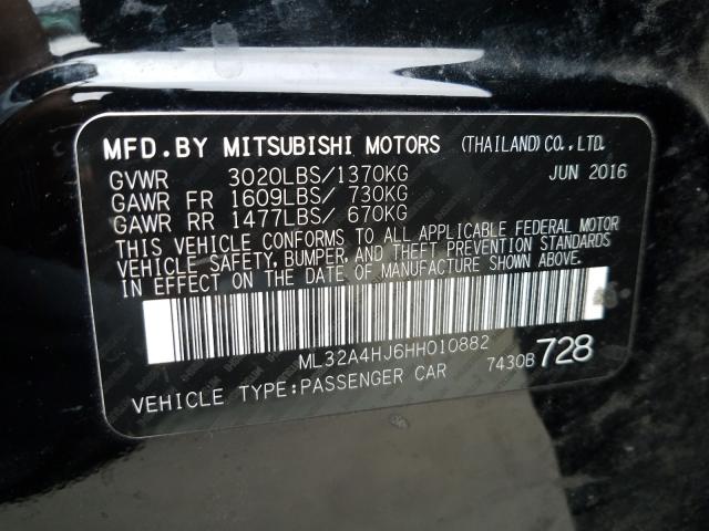 2017 MITSUBISHI MIRAGE SE ML32A4HJ6HH010882
