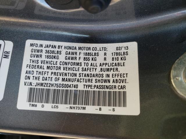 2013 HONDA INSIGHT EX JHMZE2H75DS004740