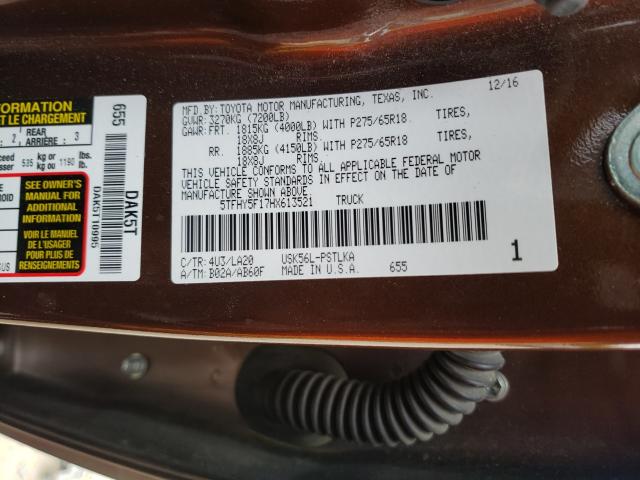 2017 TOYOTA TUNDRA 4X4 5TFHY5F17HX613521