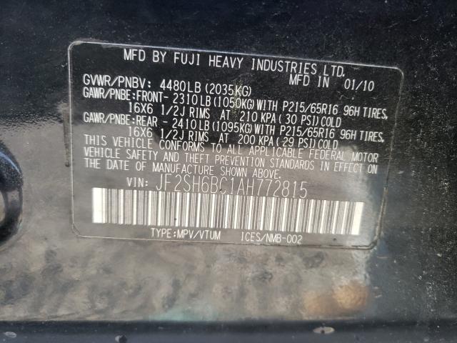 2010 SUBARU FORESTER X JF2SH6BC1AH772815