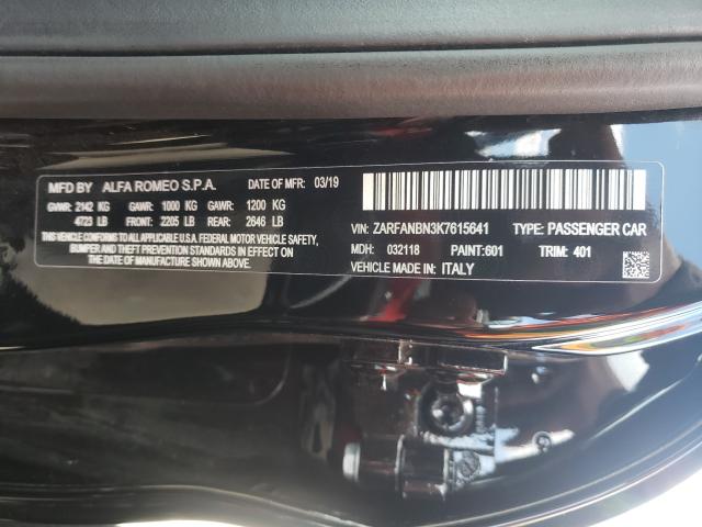 2019 ALFA ROMEO GIULIA TI ZARFANBN3K7615641
