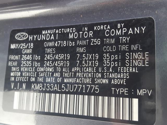 2018 HYUNDAI TUCSON SPO KM8J33AL5JU771775