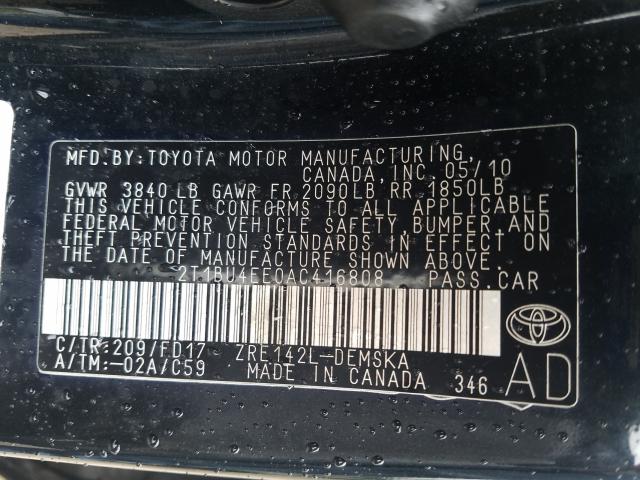 2010 TOYOTA COROLLA S 2T1BU4EE0AC416808