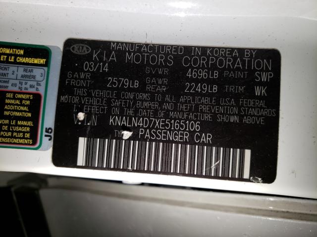 2014 KIA CADENZA PR KNALN4D7XE5165106