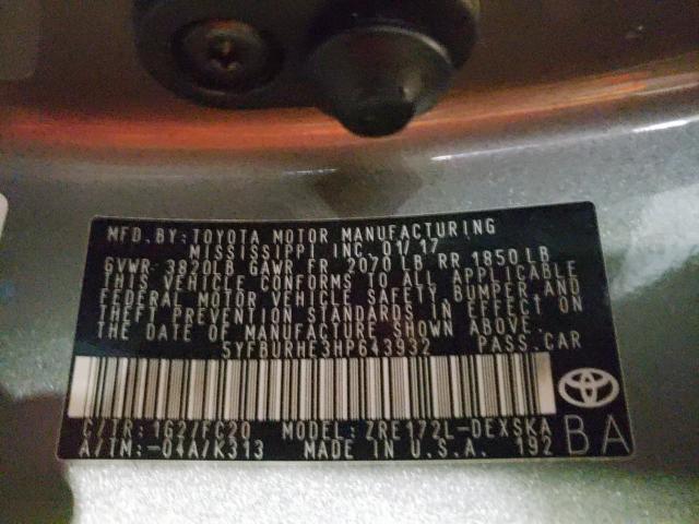 2017 TOYOTA COROLLA L 5YFBURHE3HP643932