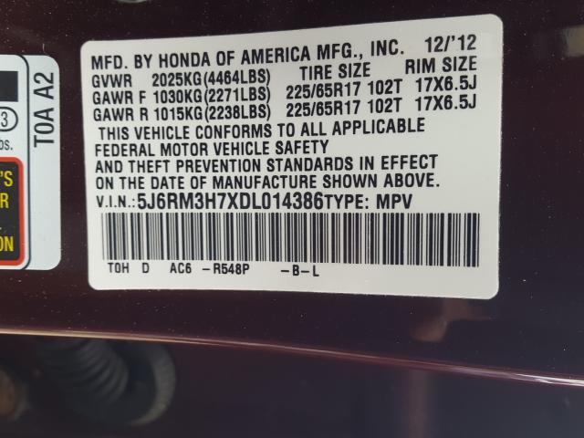 2013 HONDA CR-V EXL 5J6RM3H7XDL014386