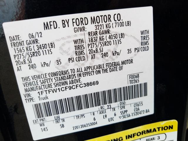 2012 FORD F150 SUPER 1FTFW1CF9CFC38669