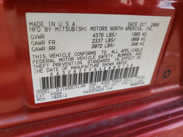 2010 MITSUBISHI GALANT FE 4A32B2FF6AE009720
