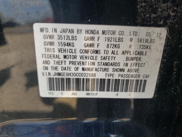 2012 HONDA FIT JHMGE8H30CC032588