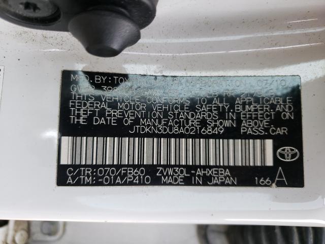2010 TOYOTA PRIUS JTDKN3DU8A0216849