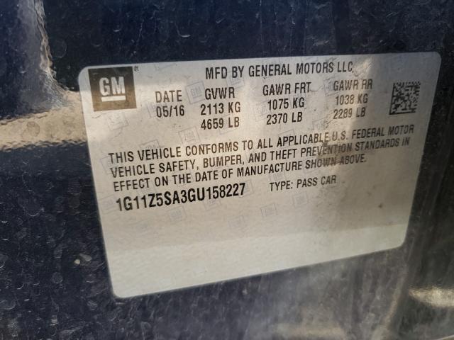 2016 CHEVROLET IMPALA LS 1G11Z5SA3GU158227