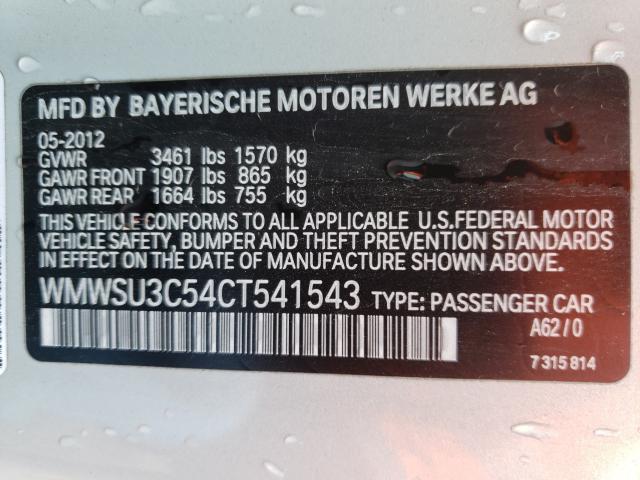 2012 MINI COOPER WMWSU3C54CT541543