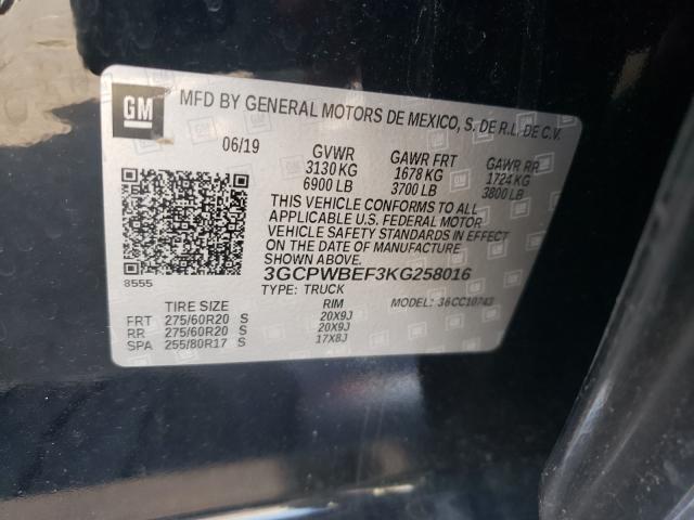 2019 CHEVROLET SILVERADO 3GCPWBEF3KG258016