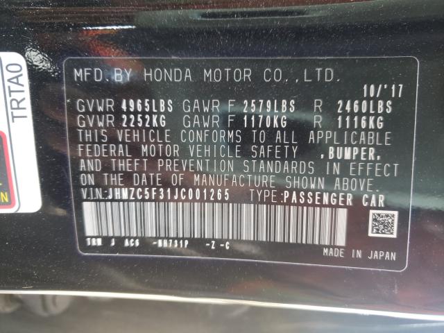2018 HONDA CLARITY TO JHMZC5F31JC001265