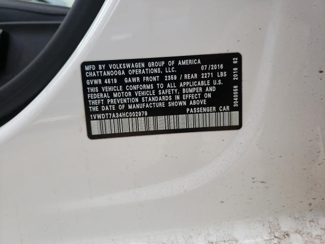 2017 VOLKSWAGEN PASSAT R-L 1VWDT7A34HC002979