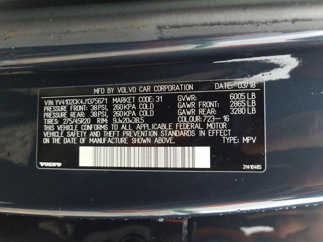 2018 VOLVO XC90 T5 YV4102CK4J1375671