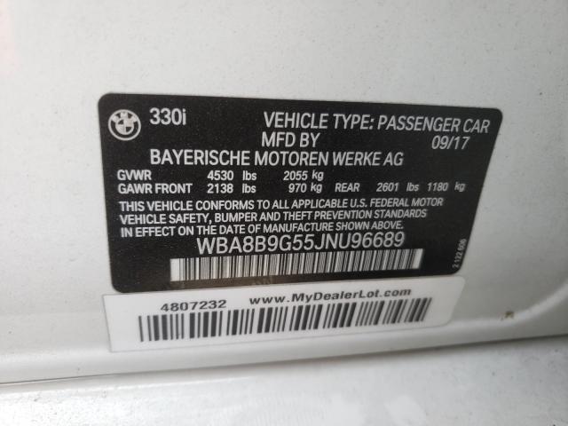 2018 BMW 330 I WBA8B9G55JNU96689