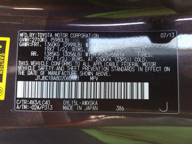 2013 LEXUS RX 450 JTJBC1BA8D2065911