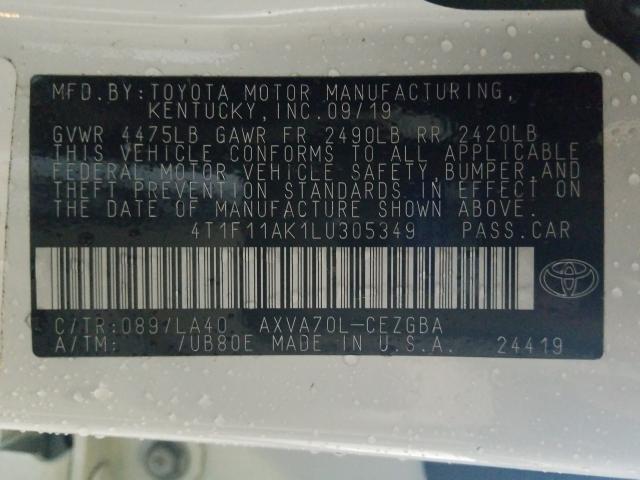 2020 TOYOTA CAMRY XLE 4T1F11AK1LU305349