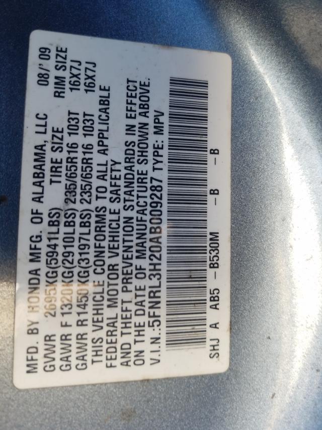 2010 HONDA ODYSSEY LX 5FNRL3H20AB009287
