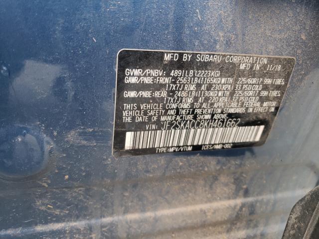 2019 SUBARU FORESTER JF2SKACC8KH461662