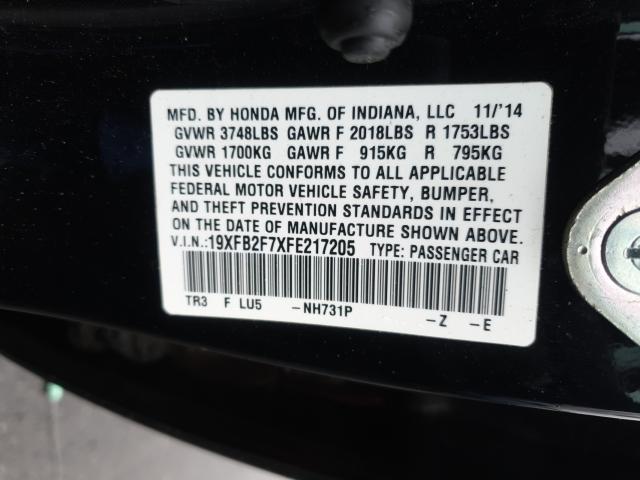 2015 HONDA CIVIC SE 19XFB2F7XFE217205