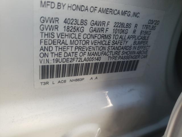 2020 ACURA ILX PREMIU 19UDE2F72LA005140