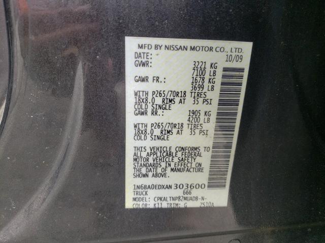 2010 NISSAN TITAN XE 1N6BA0EDXAN303600