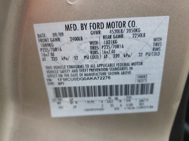 2010 FORD ESCAPE HEV 1FMCU0DG0AKA72276