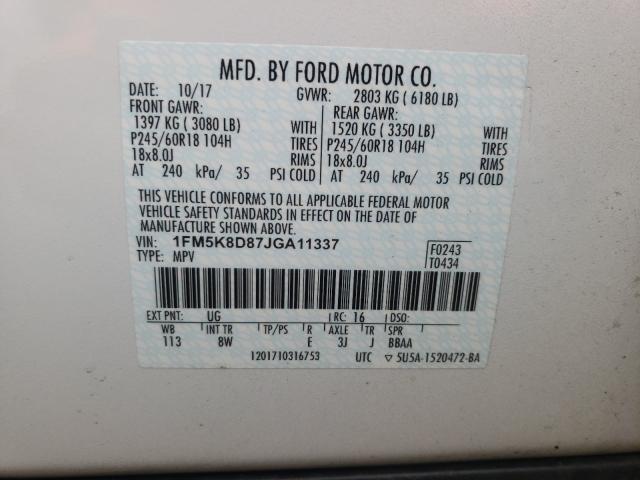 VIN 1FM5K8AR8EGC40483 2014 Ford Utility Police Inte... no.10