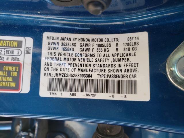 2014 HONDA INSIGHT LX JHMZE2H52ES003304