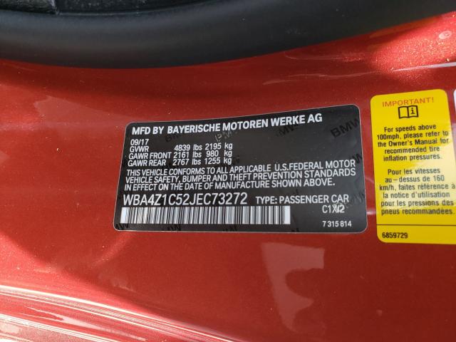 2018 BMW 430I WBA4Z1C52JEC73272