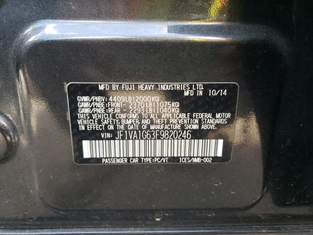 2015 SUBARU WRX LIMITE JF1VA1G63F9820246