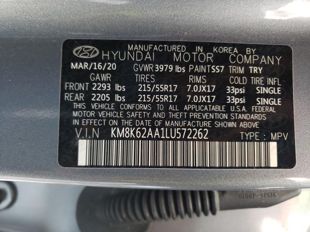 2020 HYUNDAI KONA SEL P KM8K62AA1LU572262