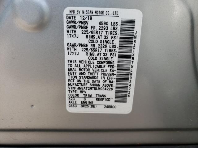 2020 NISSAN ROGUE S/SV JN8AT2MT5LW034226