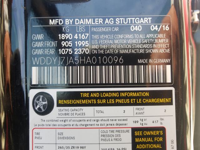 2017 MERCEDES-BENZ AMG GT S WDDYJ7JA5HA010096