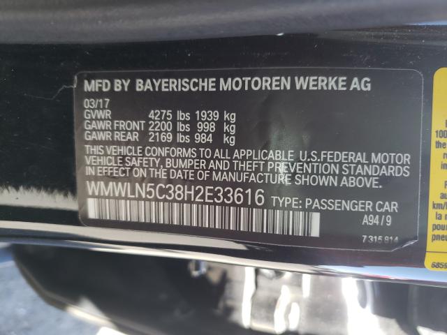 2017 MINI COOPER CLU WMWLN5C38H2E33616