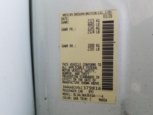 2020 NISSAN MAXIMA SV 1N4AA6CV4LC379816